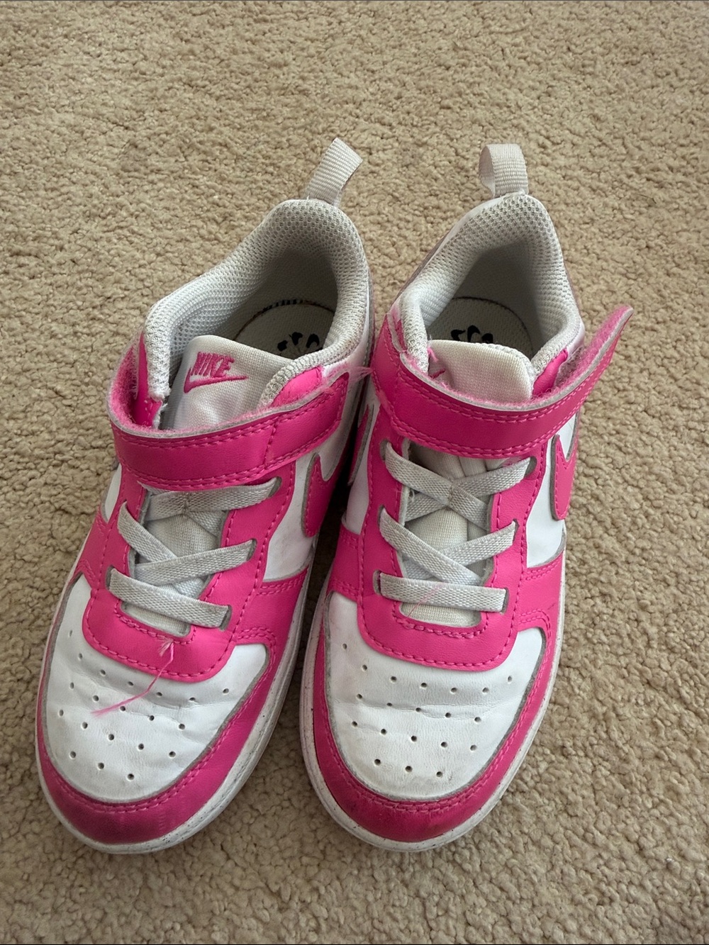 Nike Kids Pink and White Hook-and-Loop Sneakers